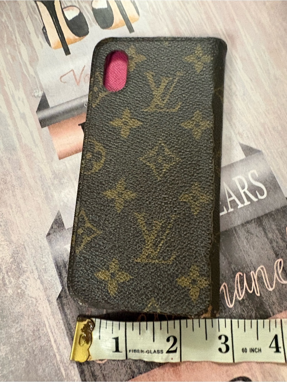 Louis Vuitton Brown Monogram Canvas Phone Case with Pink Trim - Picture 3 of 8